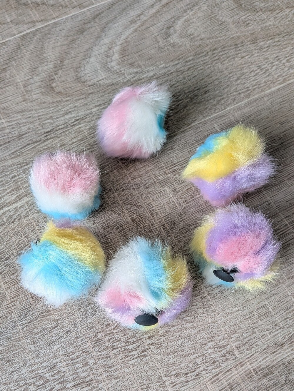 Crocs Rainbow Furry Pom Pom Jibbitz Shoe Charms Lot of 6 NWOT